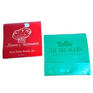 Palm Beach Florida Matchbooks The Breakers Manero's Restaurant J. Arthur's NC FL